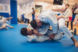 Adults competing during a Brazilian Jiu-Jitsu competition class at Gracie Barra Sydney in Frenchs Forest