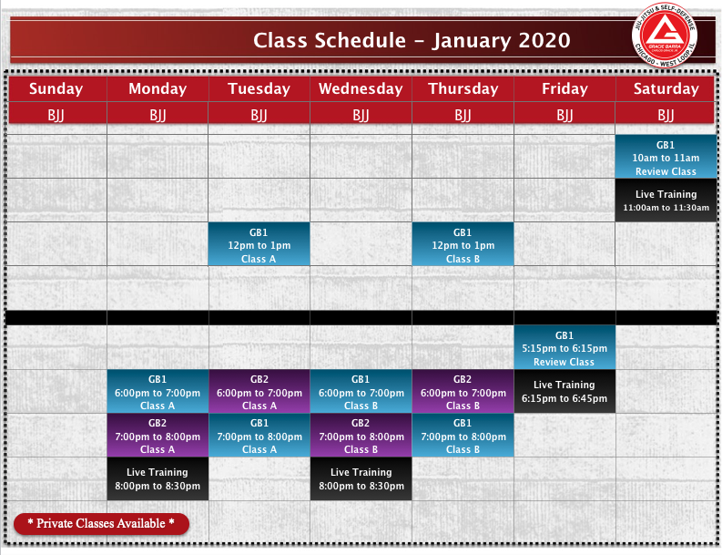 Schedule Of Classes For Jiu-jitsu in Chicago