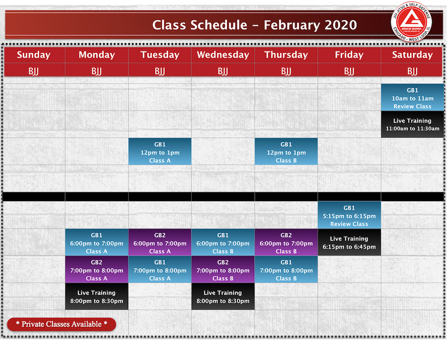 New Schedule Effective February 3rd Gracie Barra Chicago Gracie