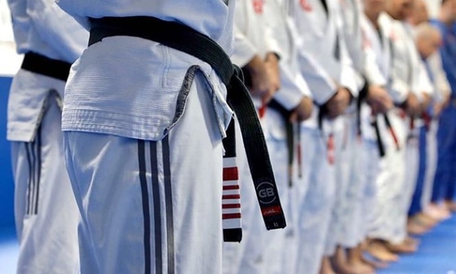 A Row of Gracie Barra Black Belt Students