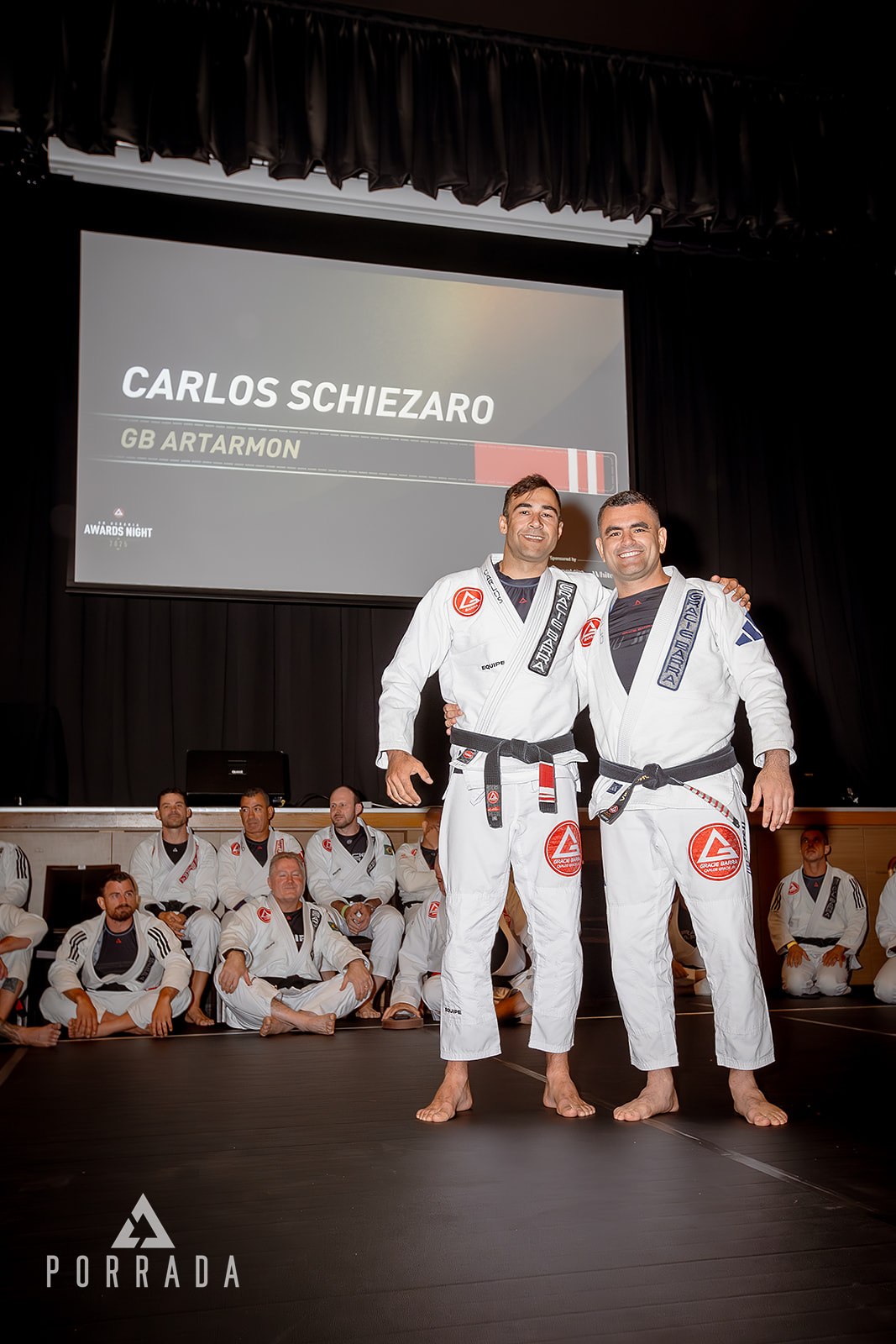 Professor Carlos Schiezaro receives his 2nd degree black belt at Gracie Barra Artarmon