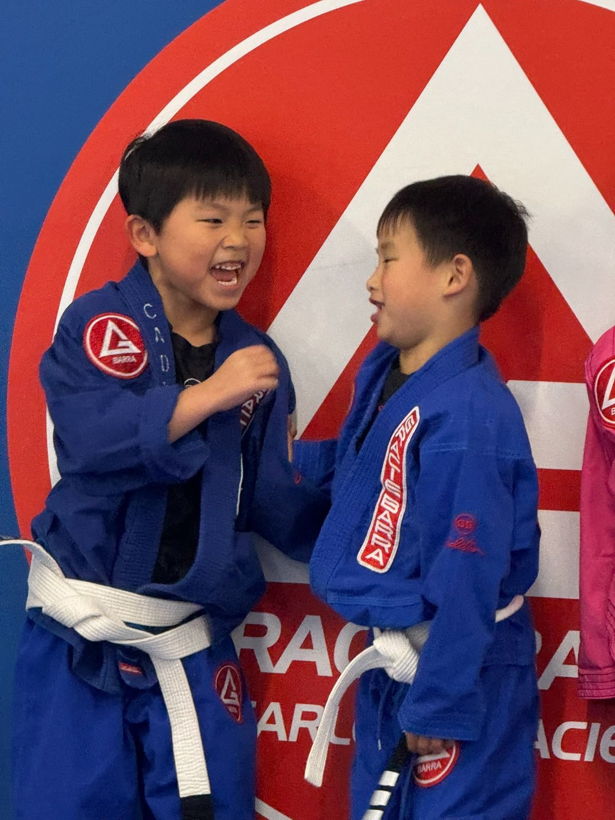 Happy children enjoying kids martial arts classes at Gracie Barra Artarmon