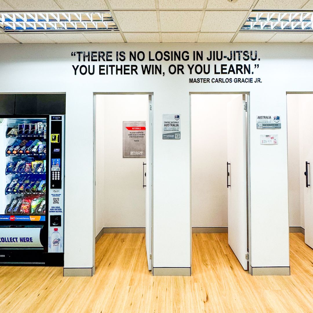 Clean changing room at Gracie Barra Headquarters – Sydney