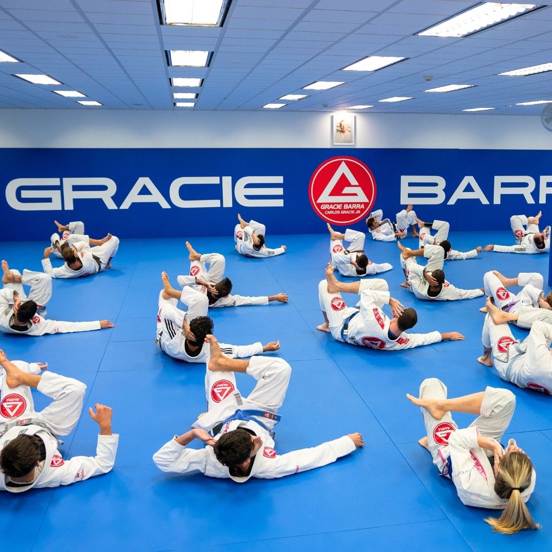 Brazilian Jiu-Jitsu students warming up at Gracie Barra Sydney Headquarters