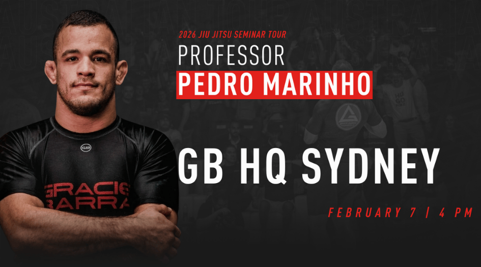 Professor Pedro Marinho at Gracie Barra Headquarters Sydney promoting a Brazilian Jiu-Jitsu seminar in Frenchs Forest