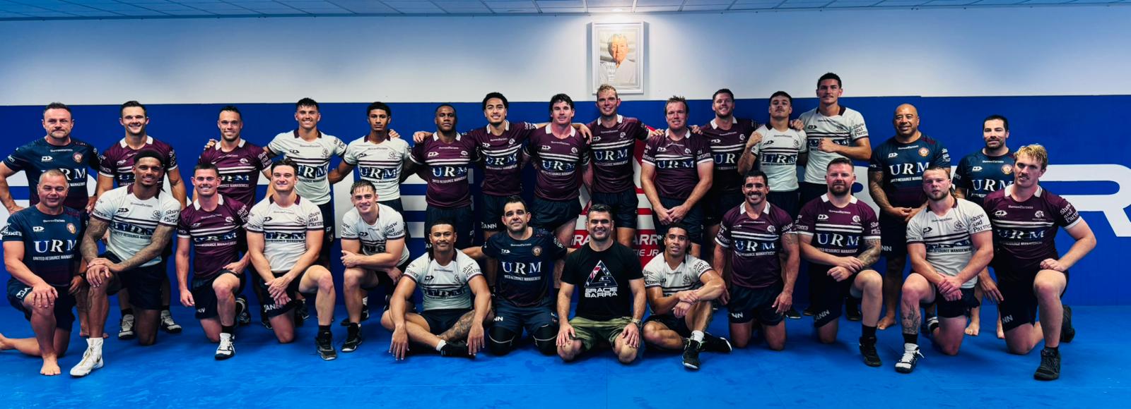 Manly Sea Eagles Rugby League team visiting Gracie Barra Headquarters Sydney in Frenchs Forest for Brazilian Jiu-Jitsu training