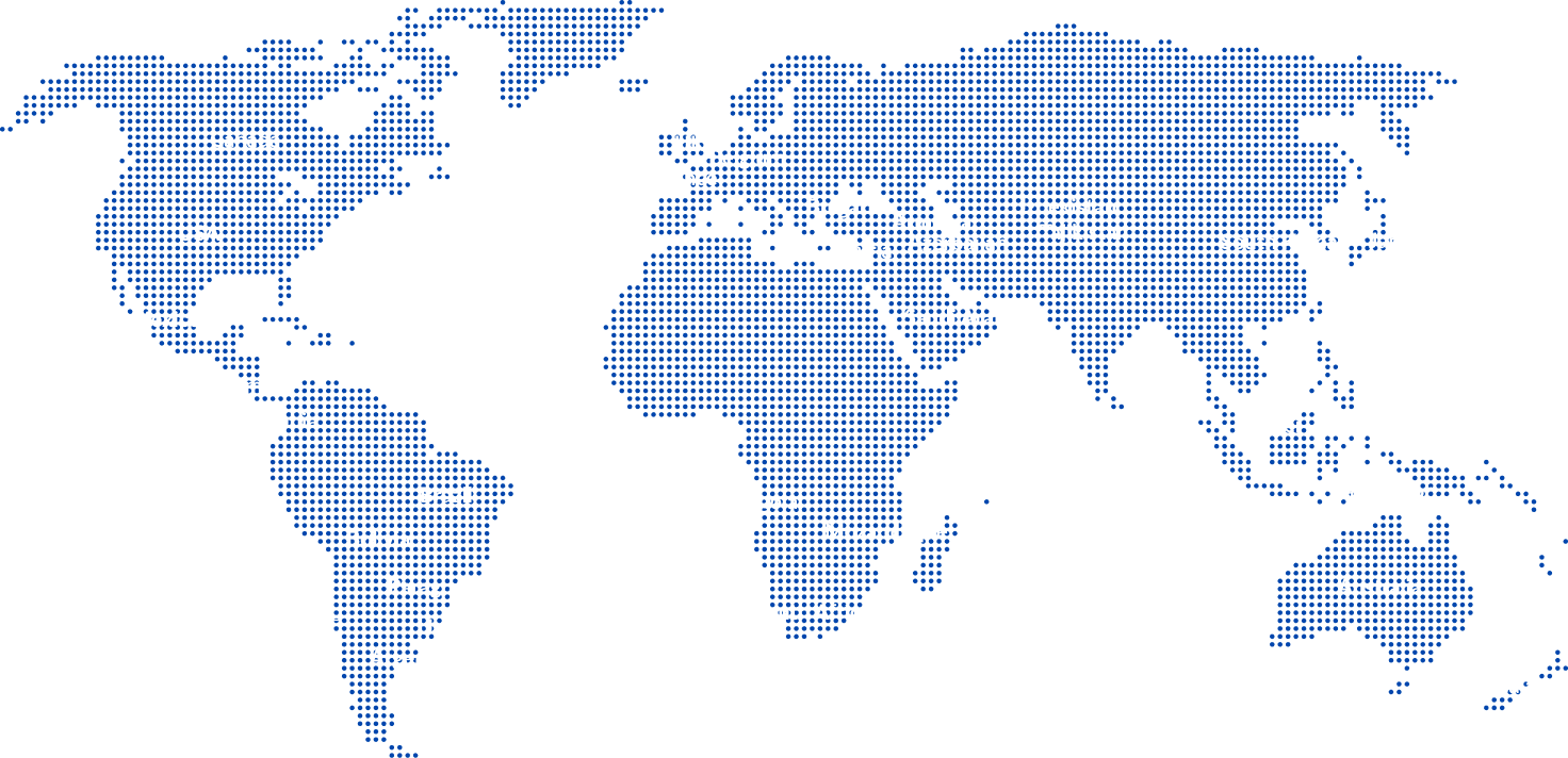 World map with countries that Gracie Barra is located