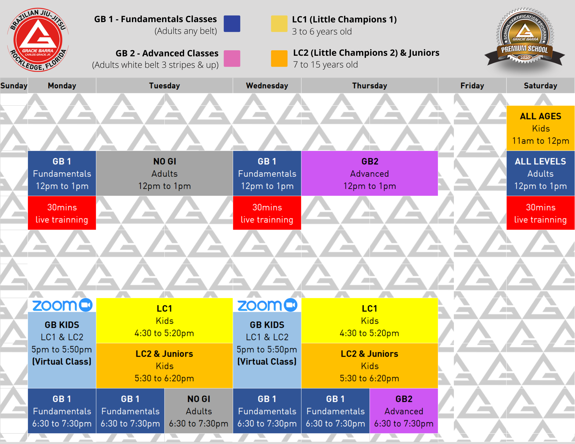 2020 Summer Schedule - Gracie Barra Rockledge | Gracie Barra Rockledge