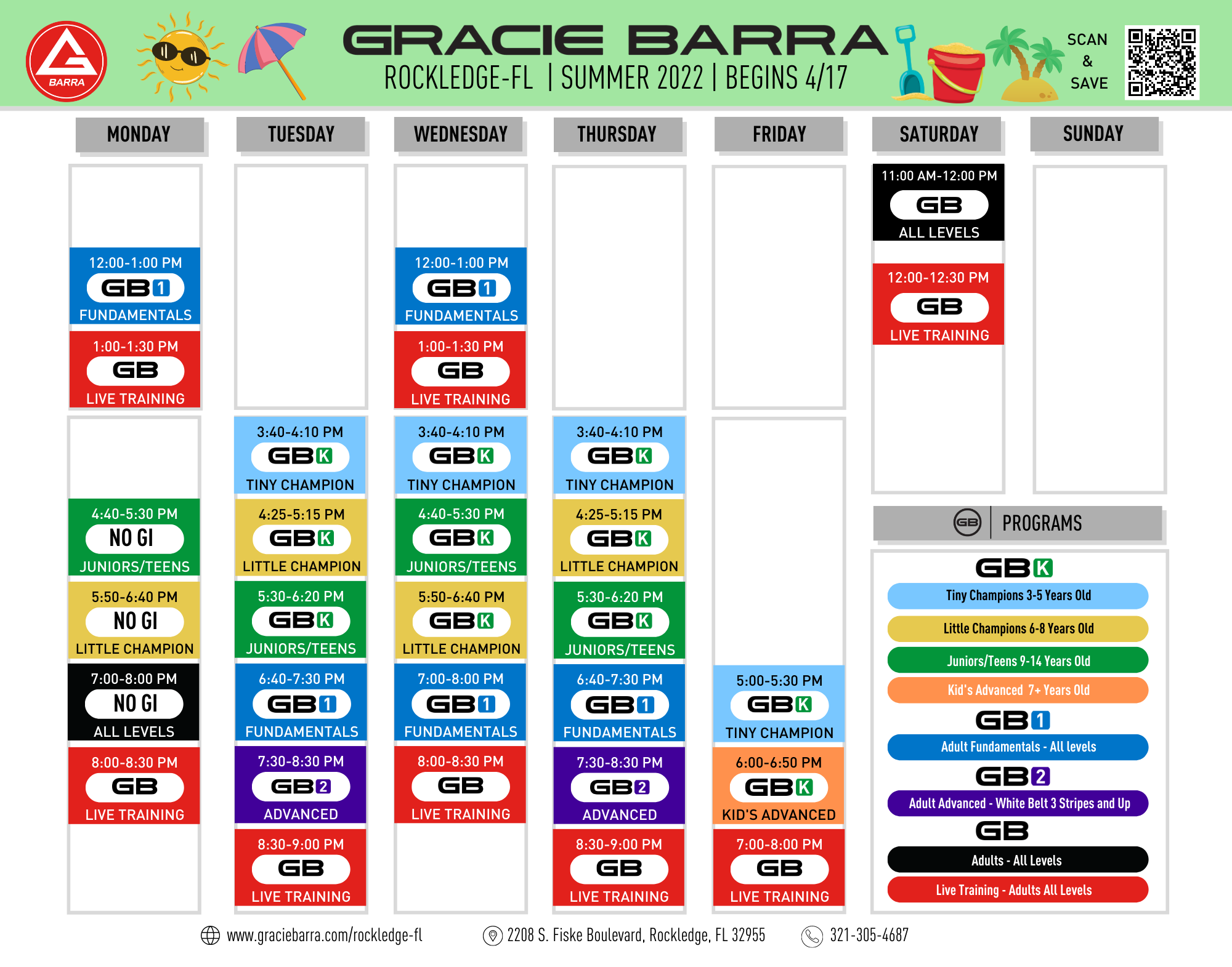 2023 Summer Schedule - Gracie Barra Rockledge | Gracie Barra Rockledge