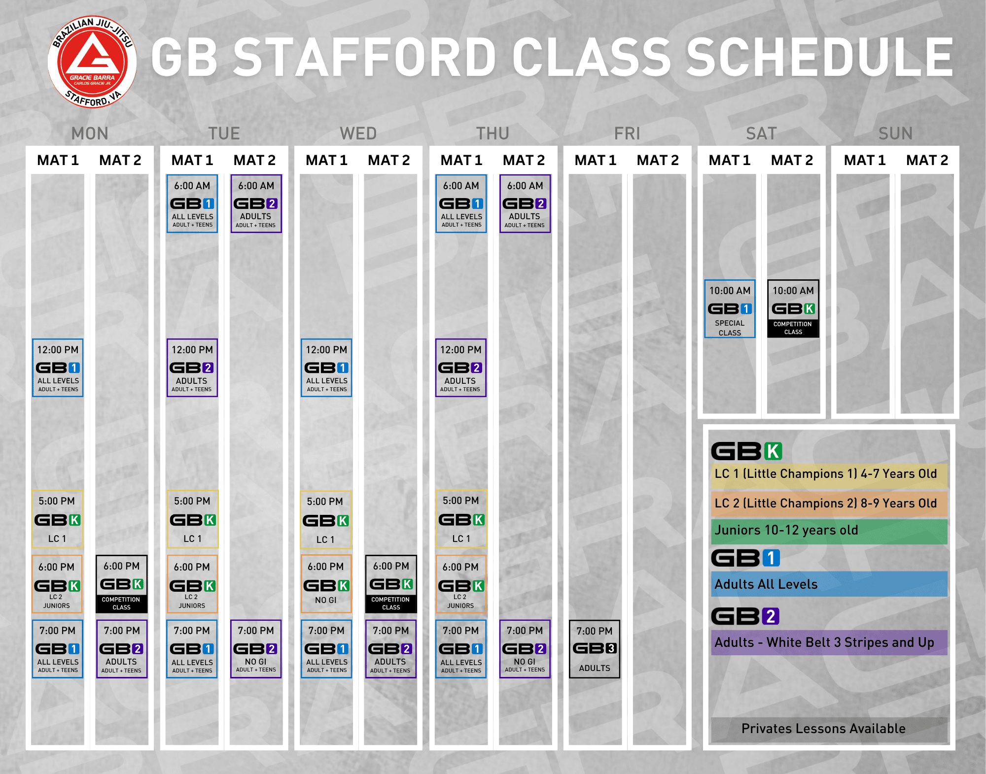 Gbstafford schedule summer 2025
