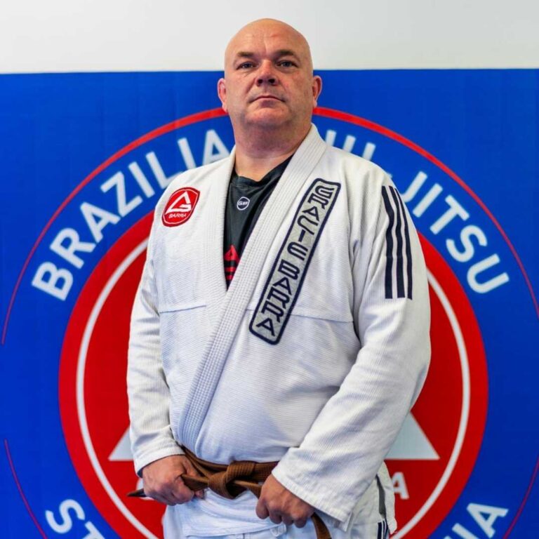 Coach Mike Leland in uniform at Gracie Barra Stafford