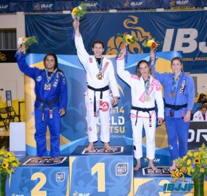 Ana Laura Cordeiro at the top of the podium in World Championship 2014 (IBJJF)