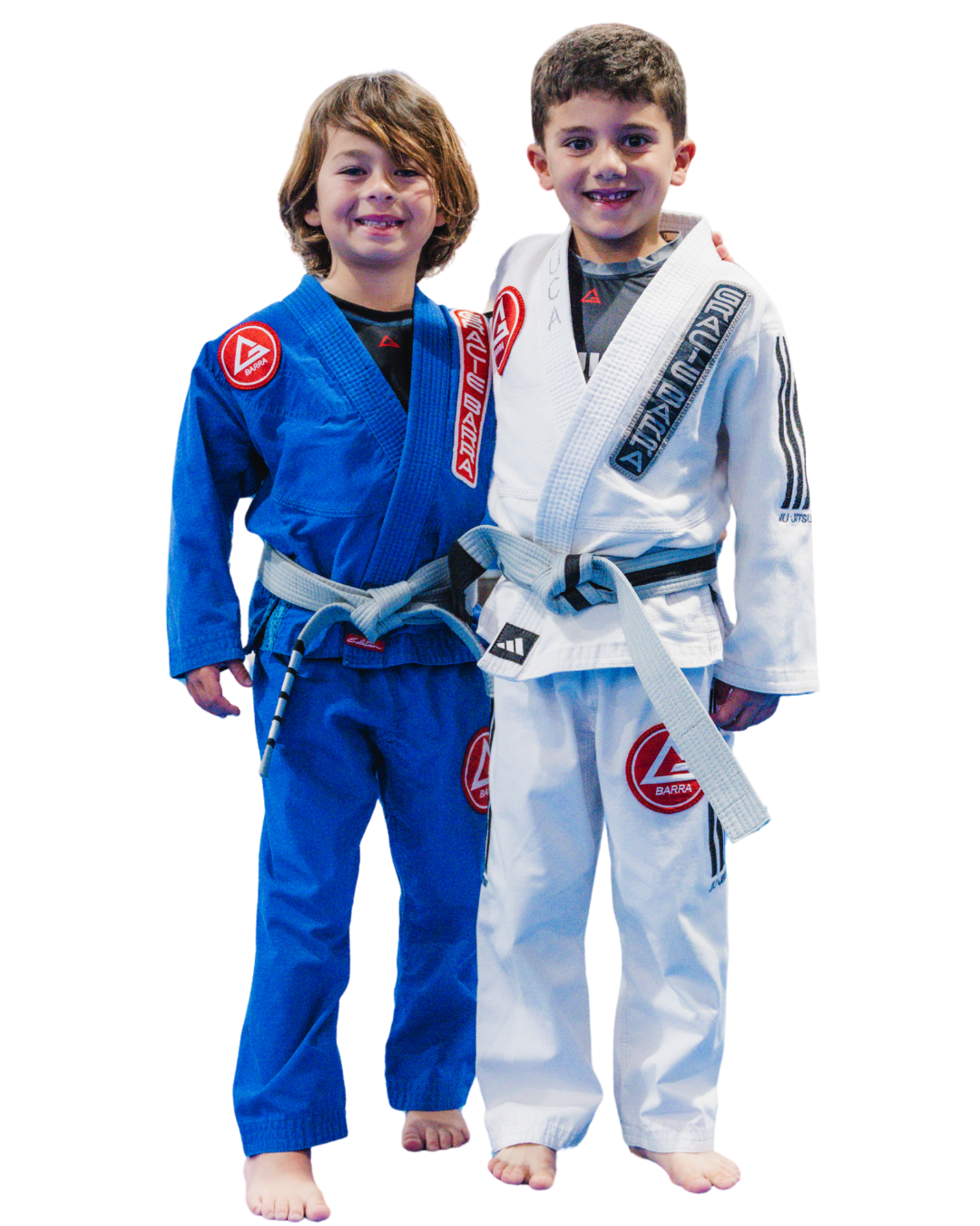 Two children wearing Gracie Barra gear